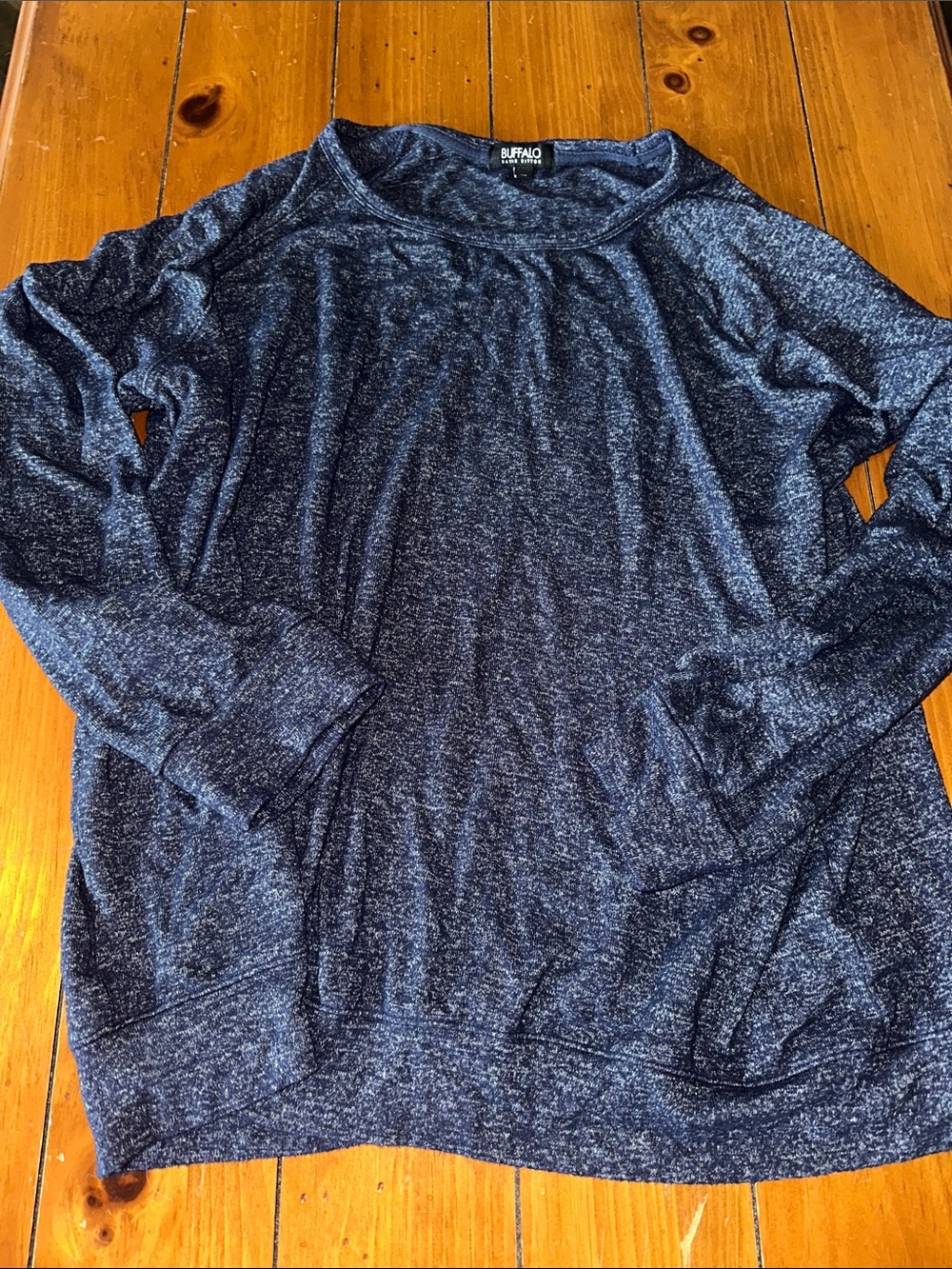 Buffalo David Bitton Heather Navy Crewneck Sweater